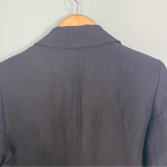 Smythe Black Linen‎ Blend Elbow Patch Equestrian Blazer Jacket Sz 4 - Picture 8 of 10